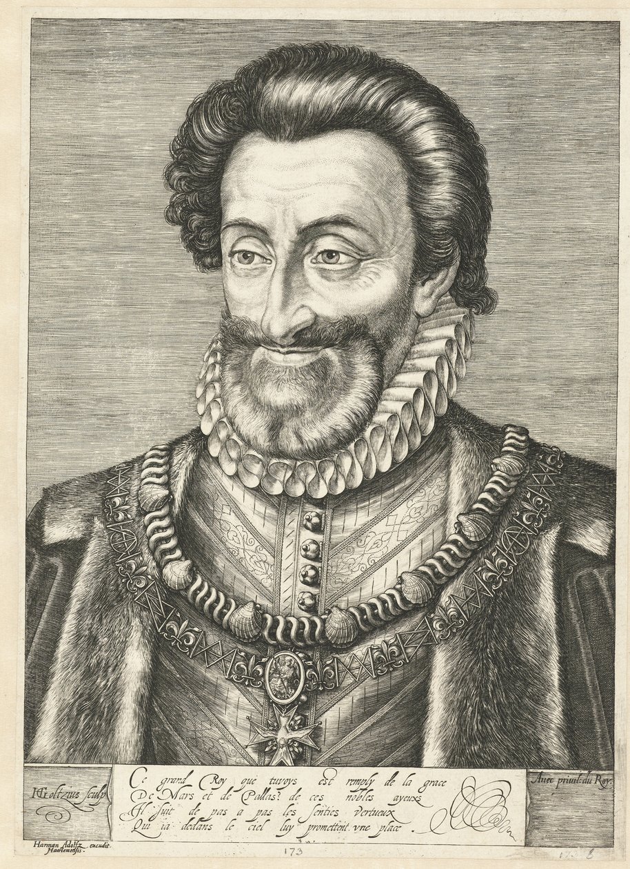 Porträtt av kung Henrik IV av Frankrike, ca. 1600 av Hendrik Goltzius
