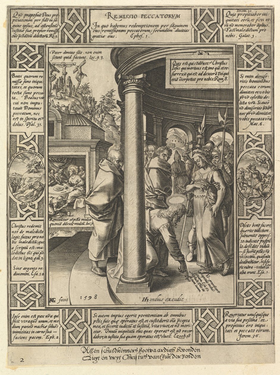 Syndernas förlåtelse, från allegorierna om den kristna trosbekännelsen, 1598 av Hendrik Goltzius