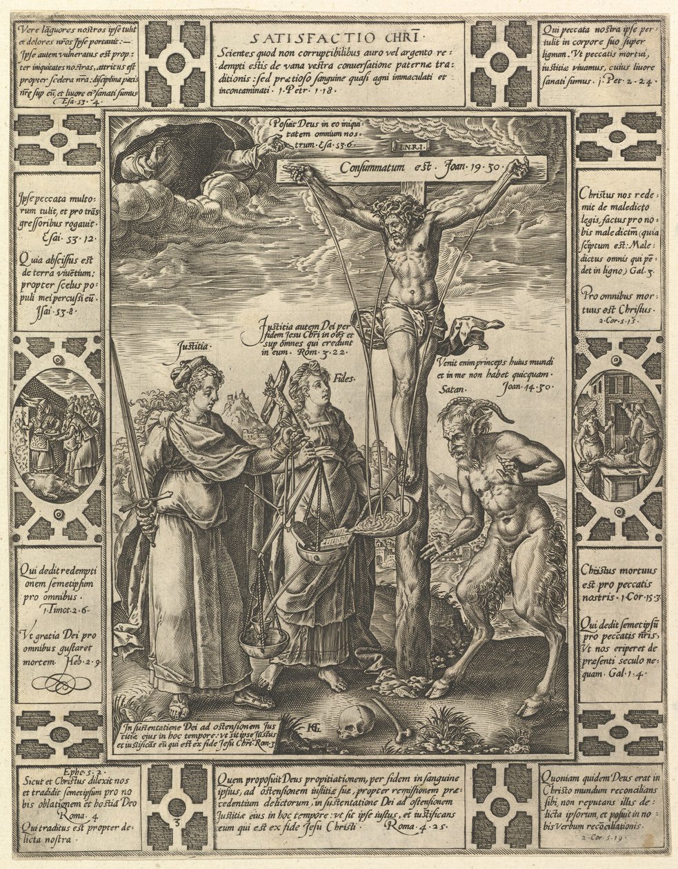 Satisfactio Christi, från Allegories of the Christian Faith, från Christian and Profane Allego.... av Hendrik Goltzius