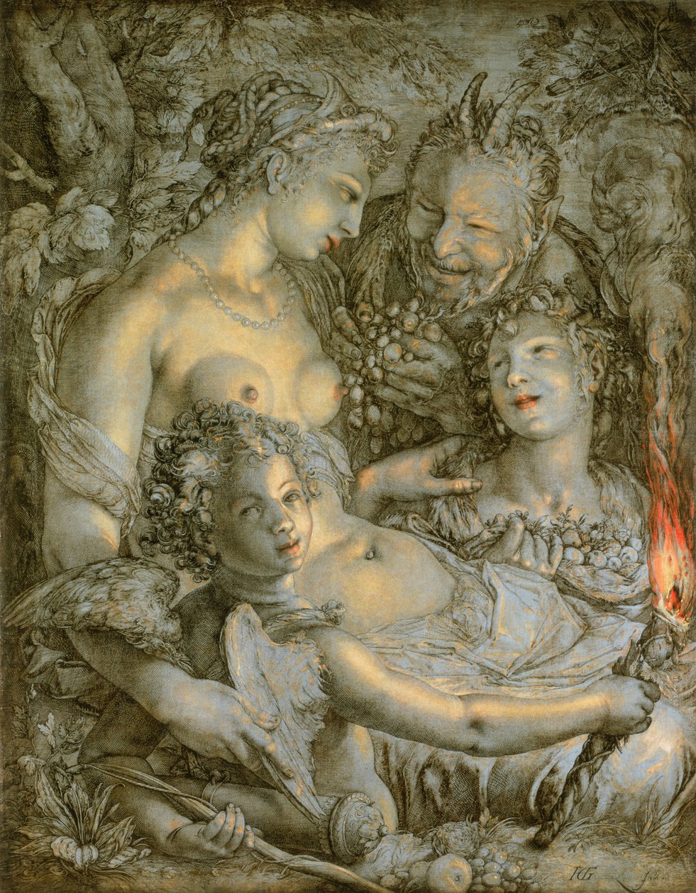 Sine Cerere et Libero friget Venus (Utan Ceres och Bacchus skulle Venus frysa) av Hendrik Goltzius