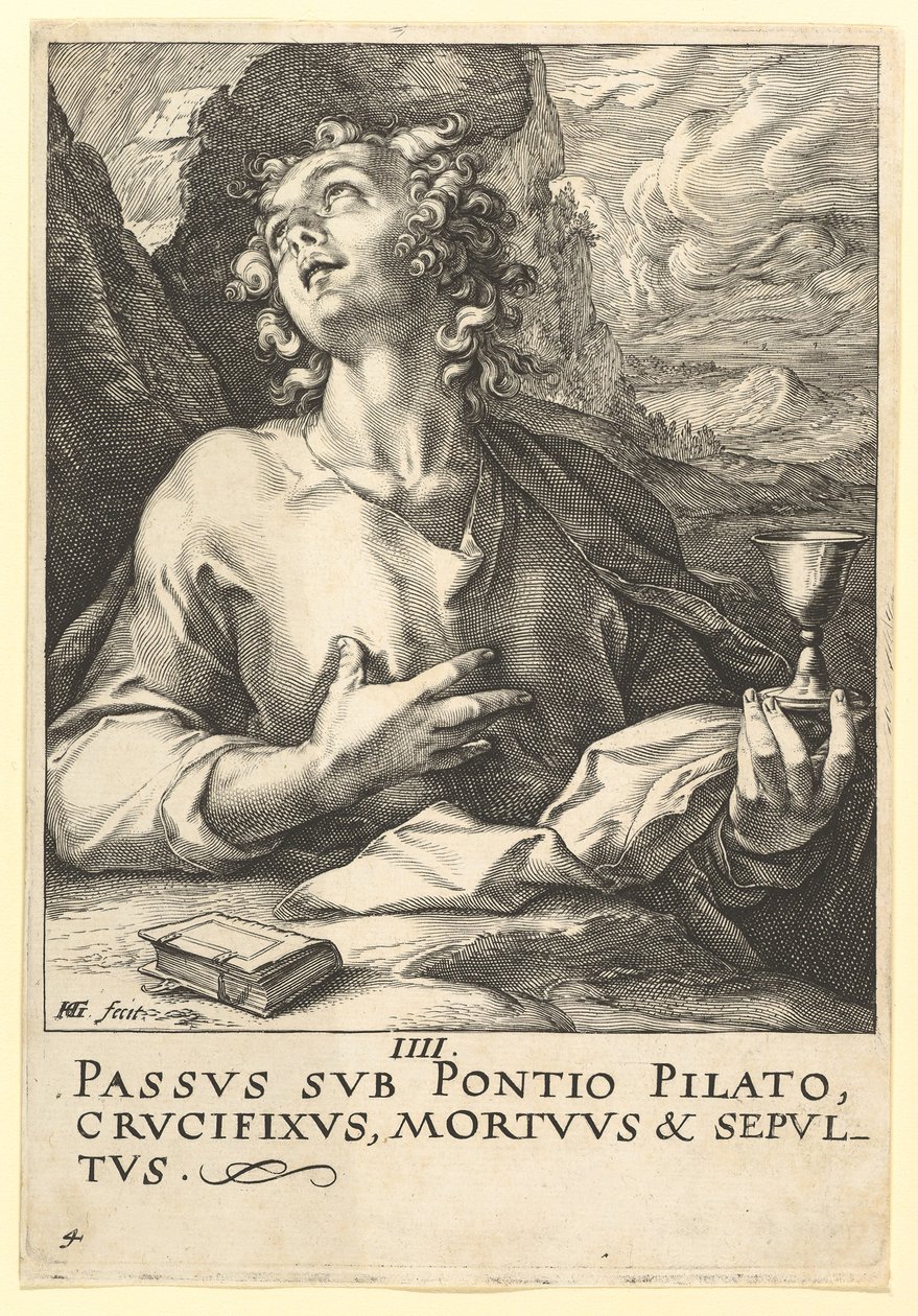 Johannes, från Kristus, apostlarna och Paulus med trosbekännelsen, ca. 1589. av Hendrik Goltzius