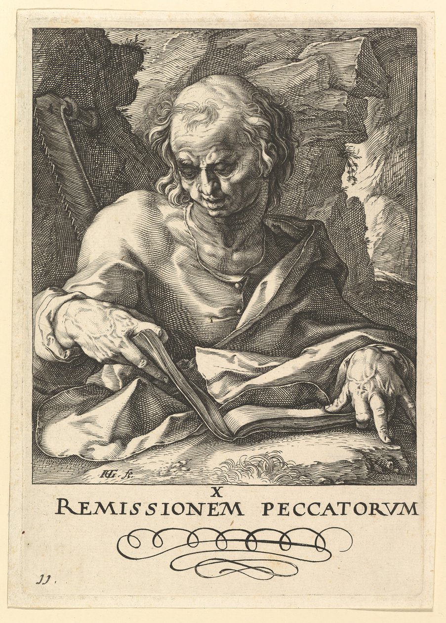 Den helige Simon, från Kristus, apostlarna och den helige Paulus med trosbekännelsen, ca. 1589. av Hendrik Goltzius