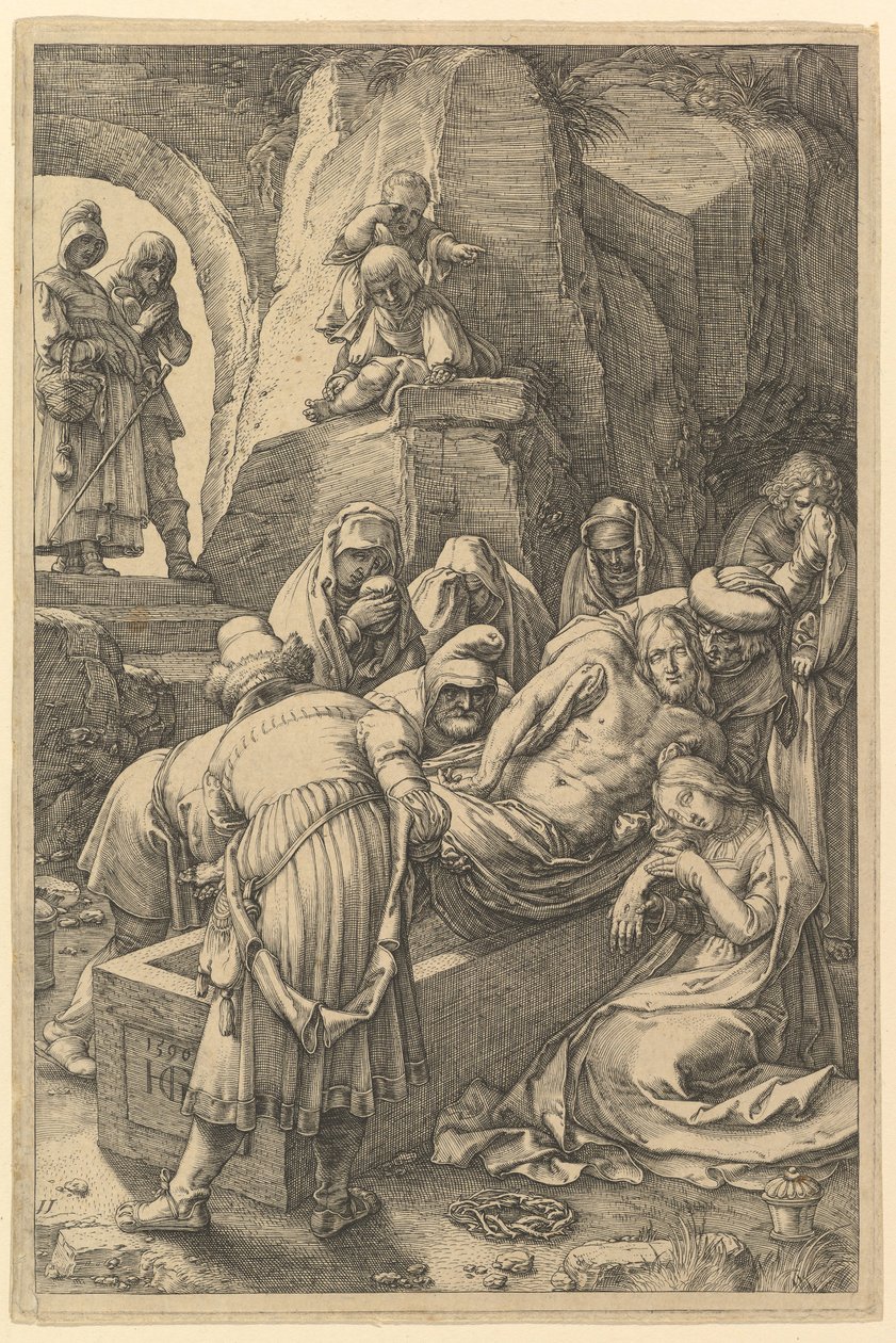 Gravläggningen, från The Passion of Christ, 1596. av Hendrik Goltzius