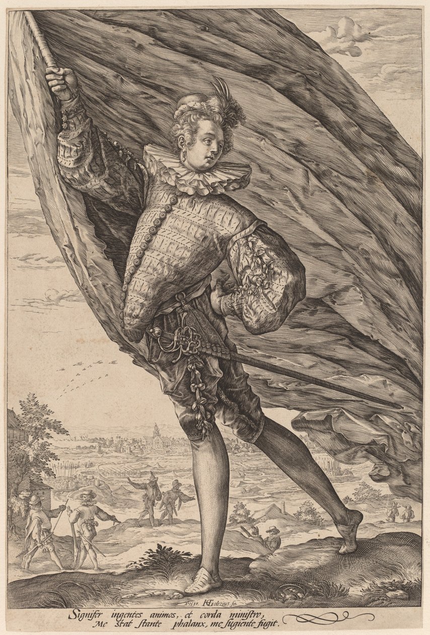 Fanbäraren, vänd till vänster av Hendrik Goltzius