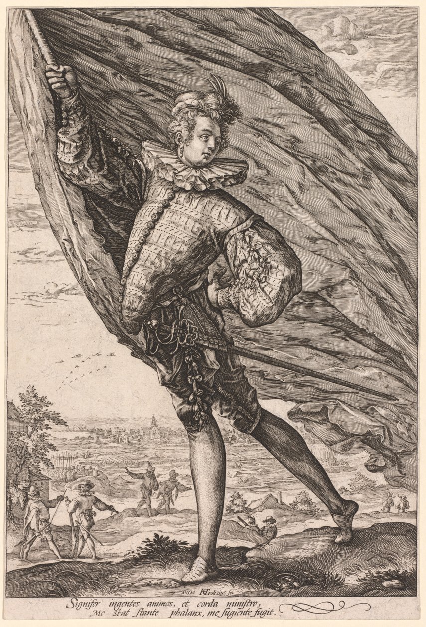Fanebäraren, vänd till vänster, 1587. av Hendrik Goltzius
