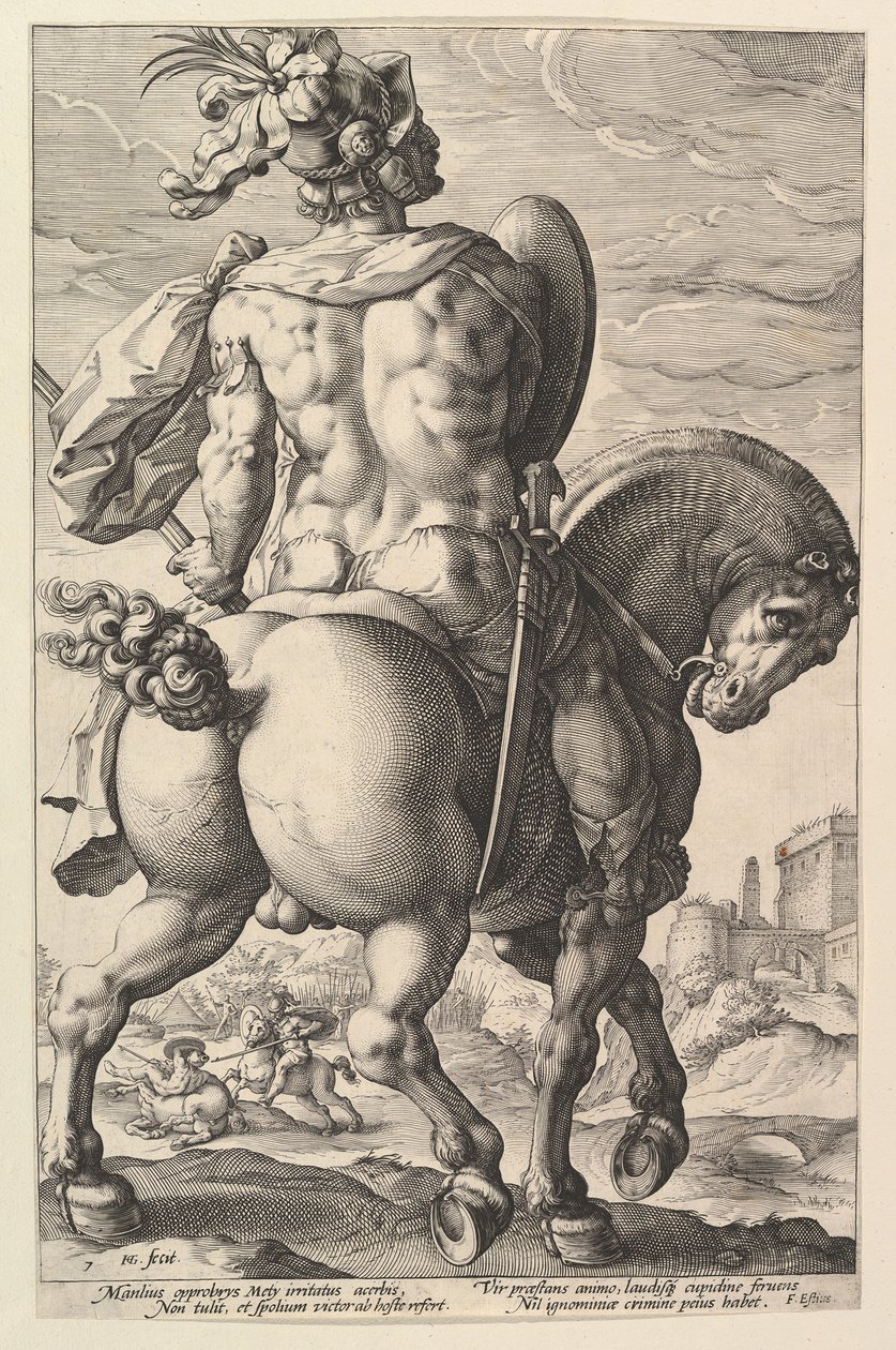 Titus Manlius, från serien The Roman Heroes, 1586. av Hendrik Goltzius