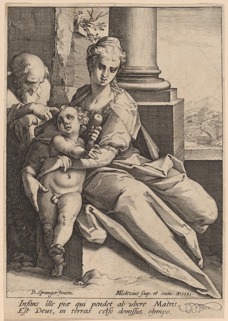 Den heliga familjen av Hendrik Goltzius after Bartholomaeus Spranger