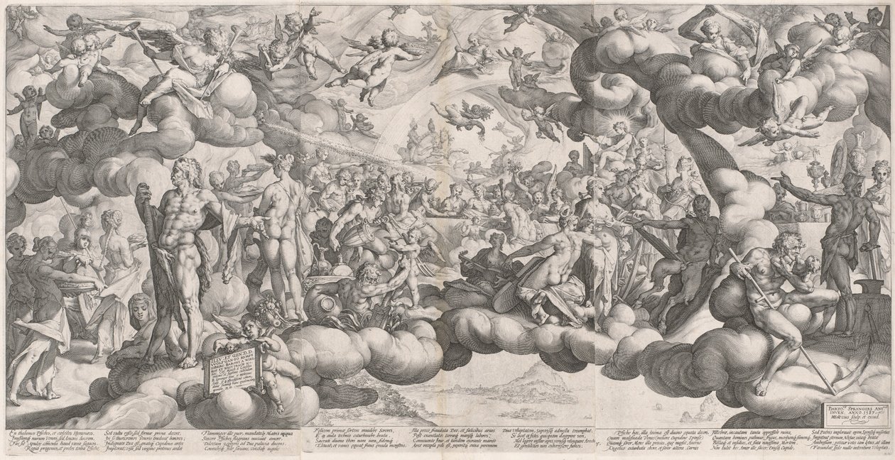 Amors och Psyches bröllop av Hendrik Goltzius after Bartholomaeus Spranger