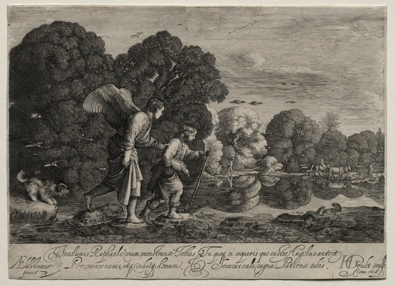 Tobias och ängeln tallrik. av Hendrik Goudt