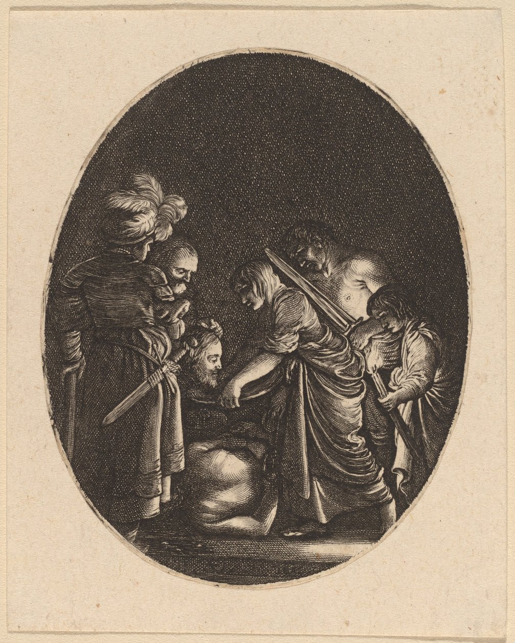 Halshuggning av Johannes Döparen av Hendrik Goudt after Adam Elsheimer
