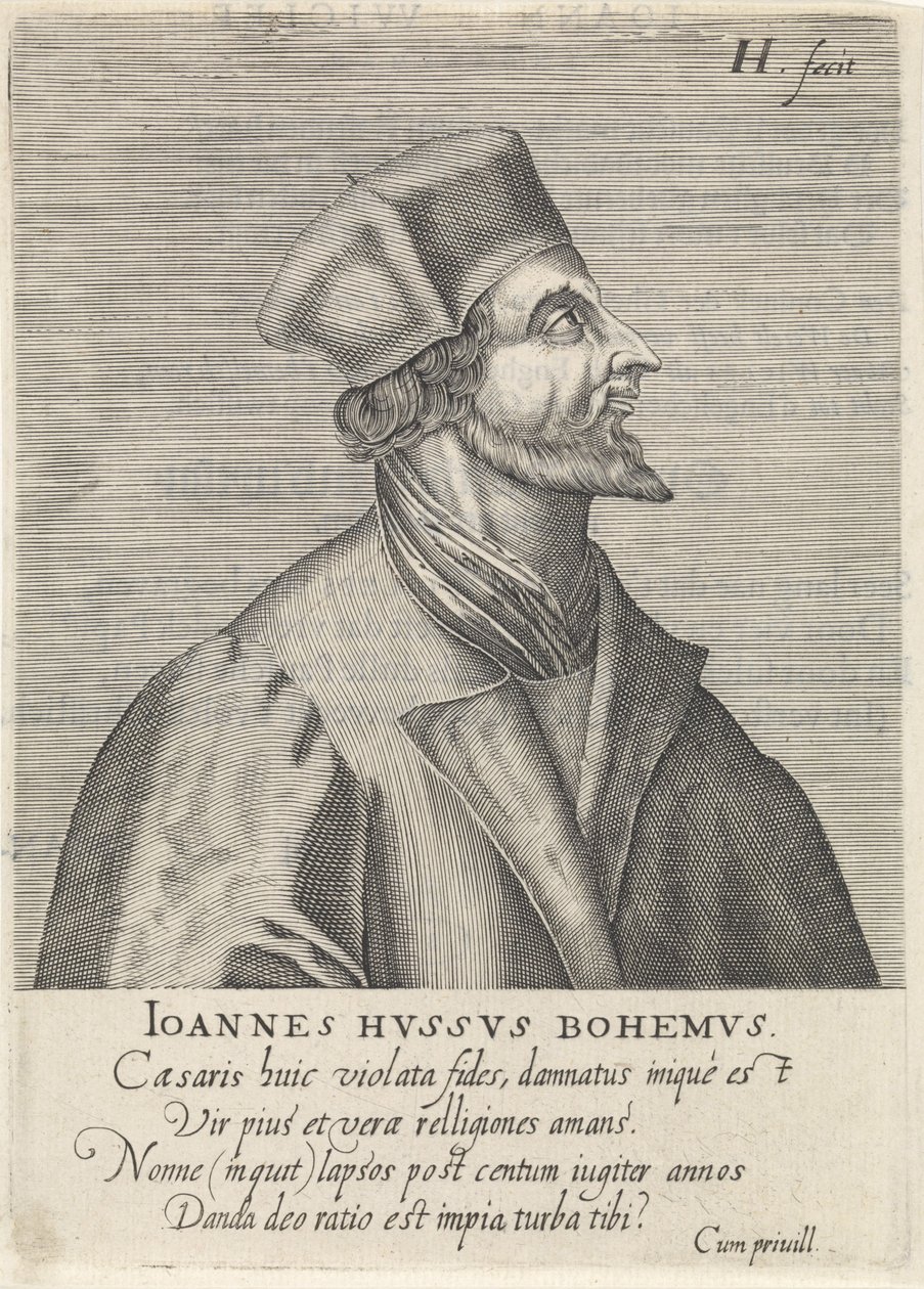 Porträtt av John Hus, 1599 av Hendrik Hondius the Elder