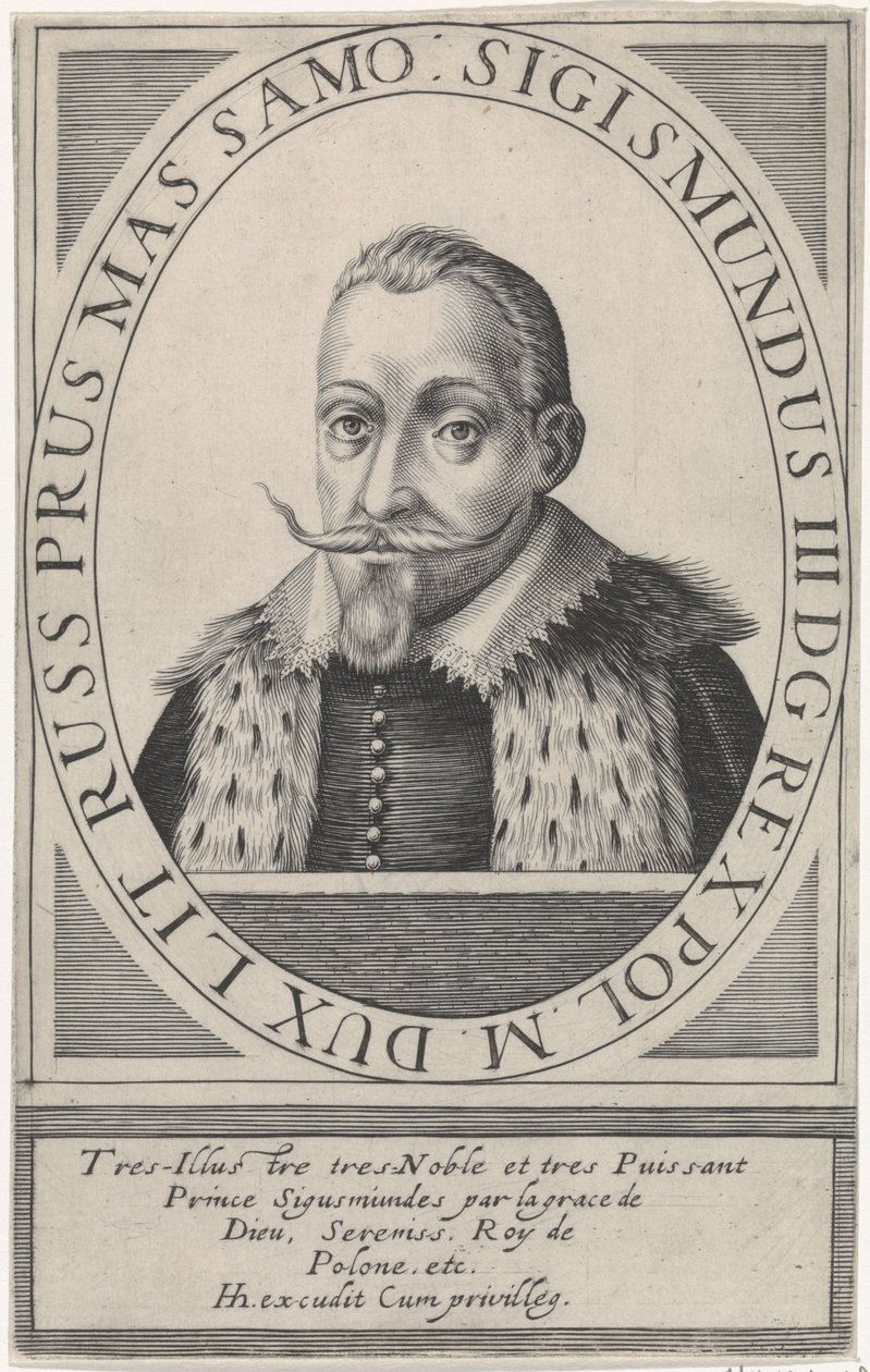 Porträtt av Sigismund III Vasa, kung av Polen 1566-1632, 1608 av Hendrik Hondius the Elder