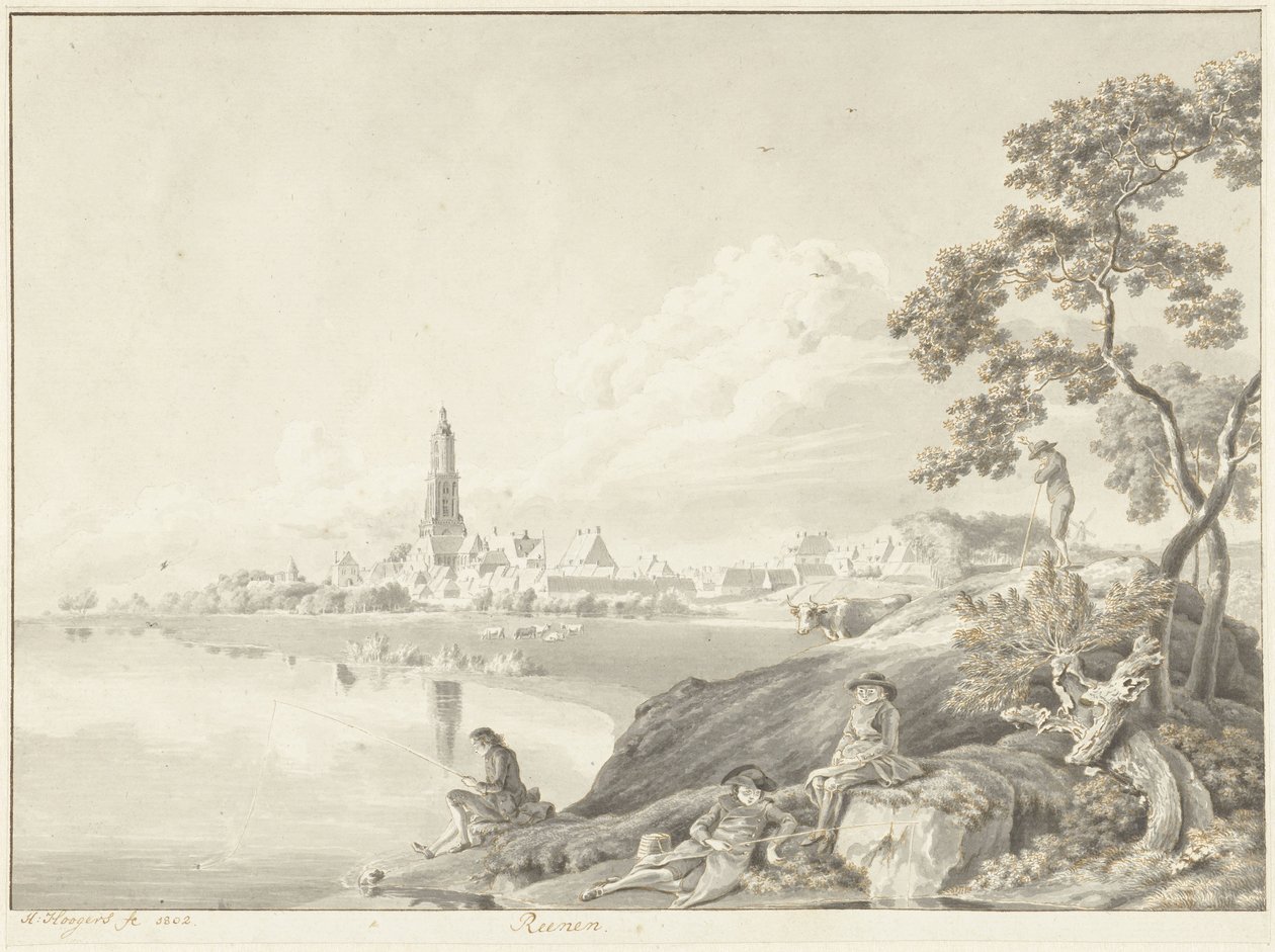 Utsikt över Rhenen Reenen (titel på objekt) av Hendrik Hoogers
