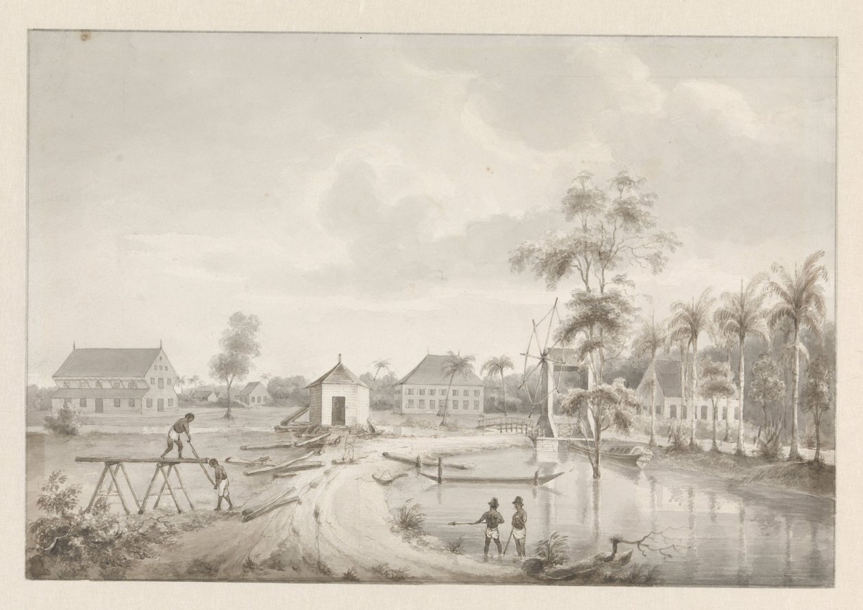 Utsikt över en plantage, eventuellt Vila och Arbete. av Hendrik Huygens