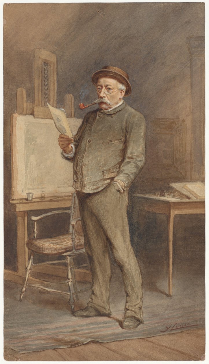 Porträtt av Charles Rochussen i hans ateljé av Hendrik Jan Carel Linse