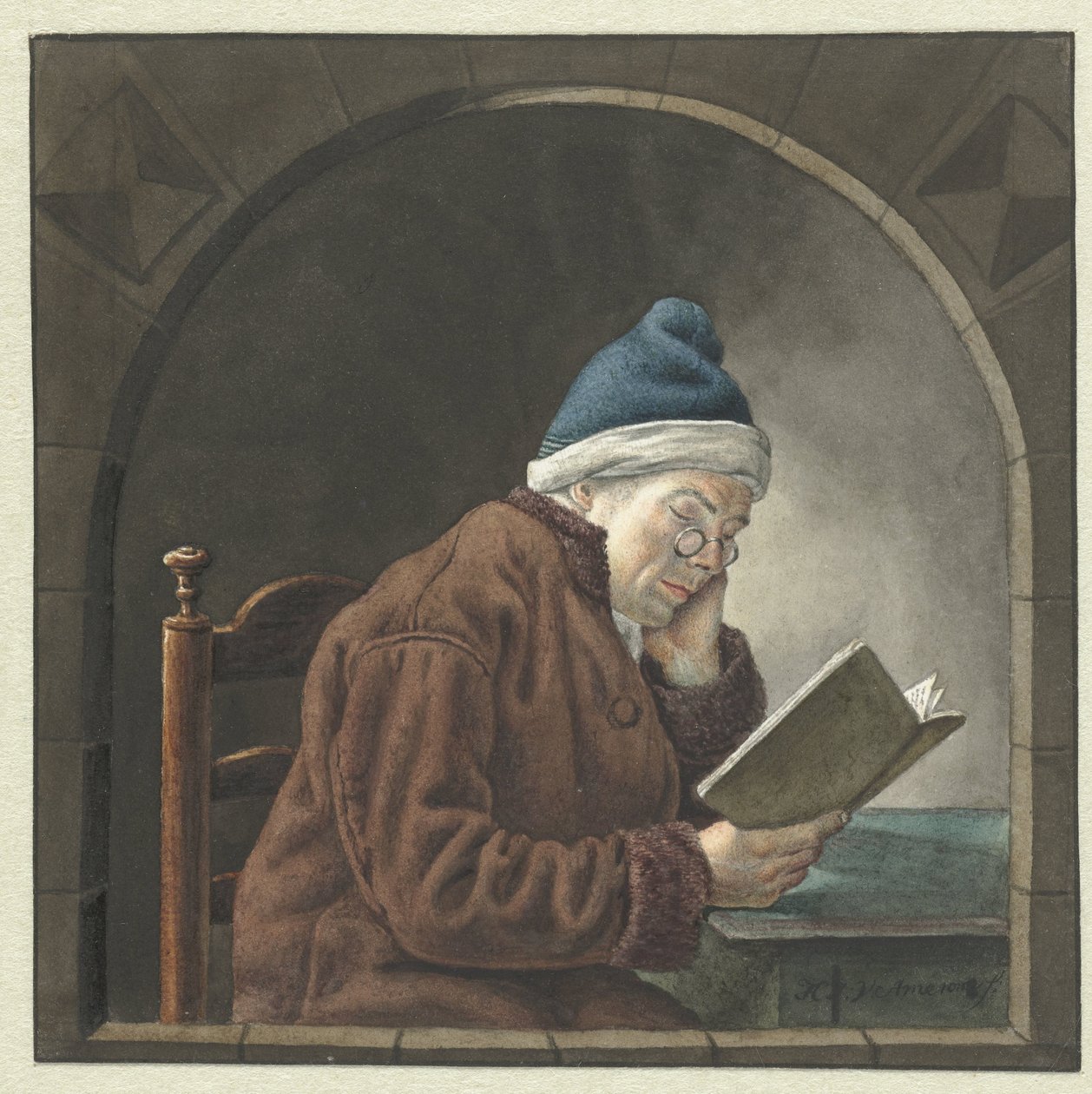 läsande man av Hendrik Jan van Amerom