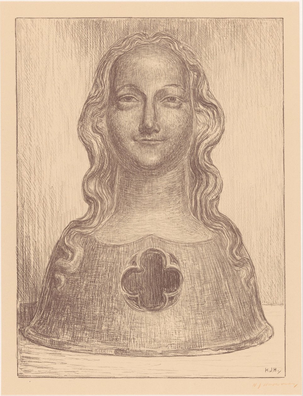 Relikviebyst av en av Saint Ursulas jungfrur av Hendrik Johannes Haverman (signed by artist)