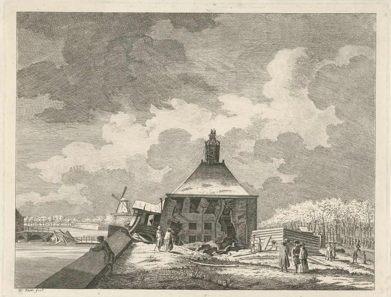 Sagging Muiderpoort, sett från skansen, 1769 av Hendrik Keun