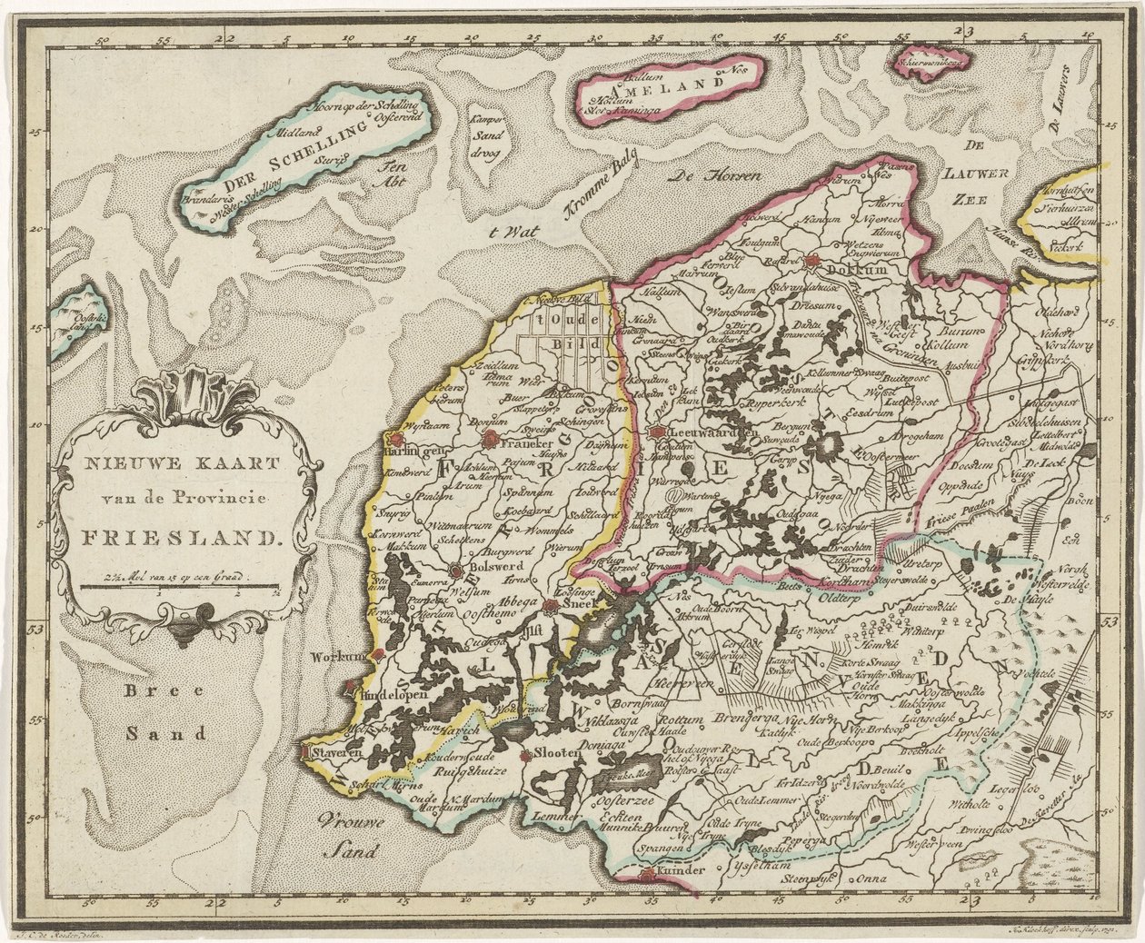 Karta över Friesland Ny karta över provinsen Friesland (titel på objekt) av Hendrik Kloekhoff
