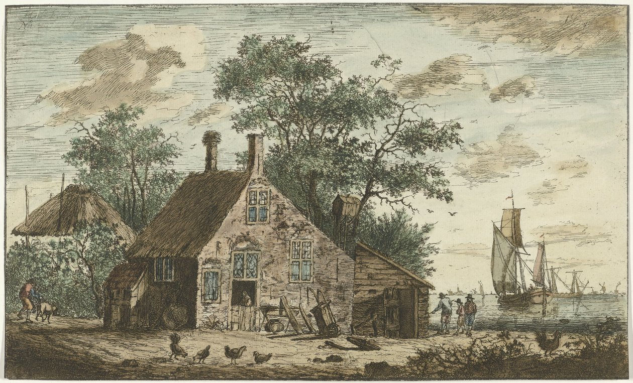 Gård vid en flod av Hendrik Kobell
