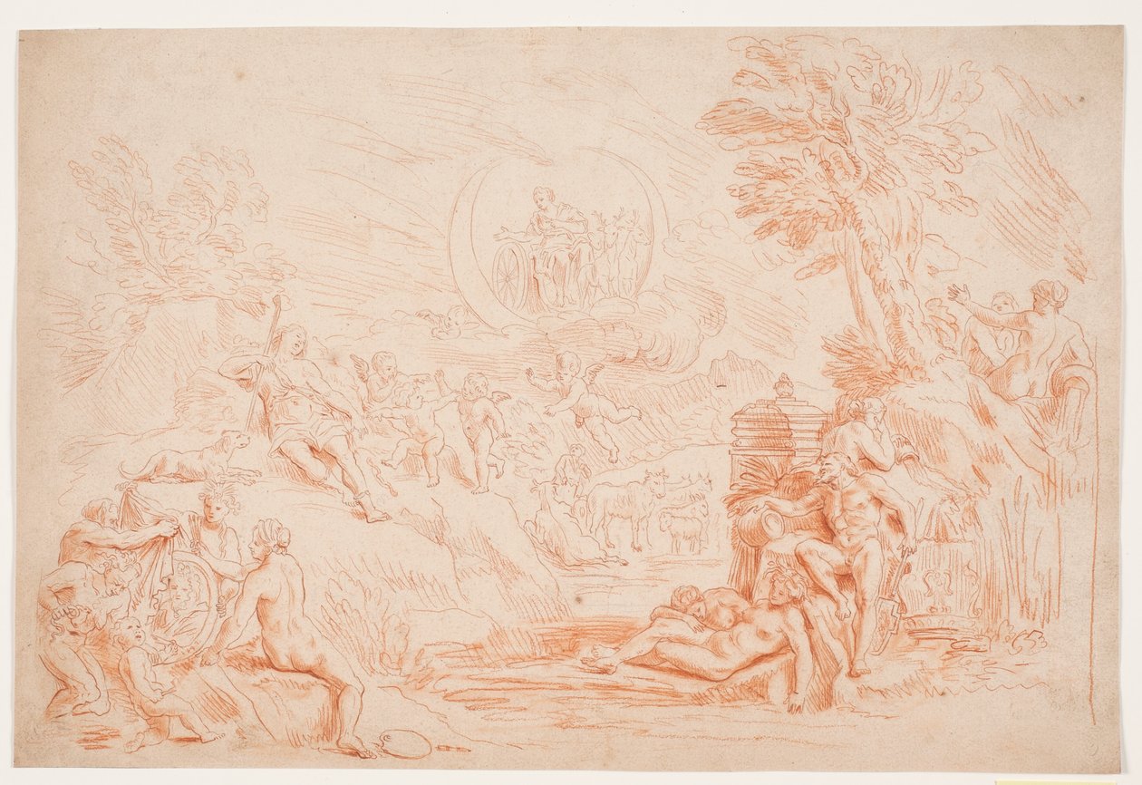 Landskap med allegoriska figurer av Hendrik Krock
