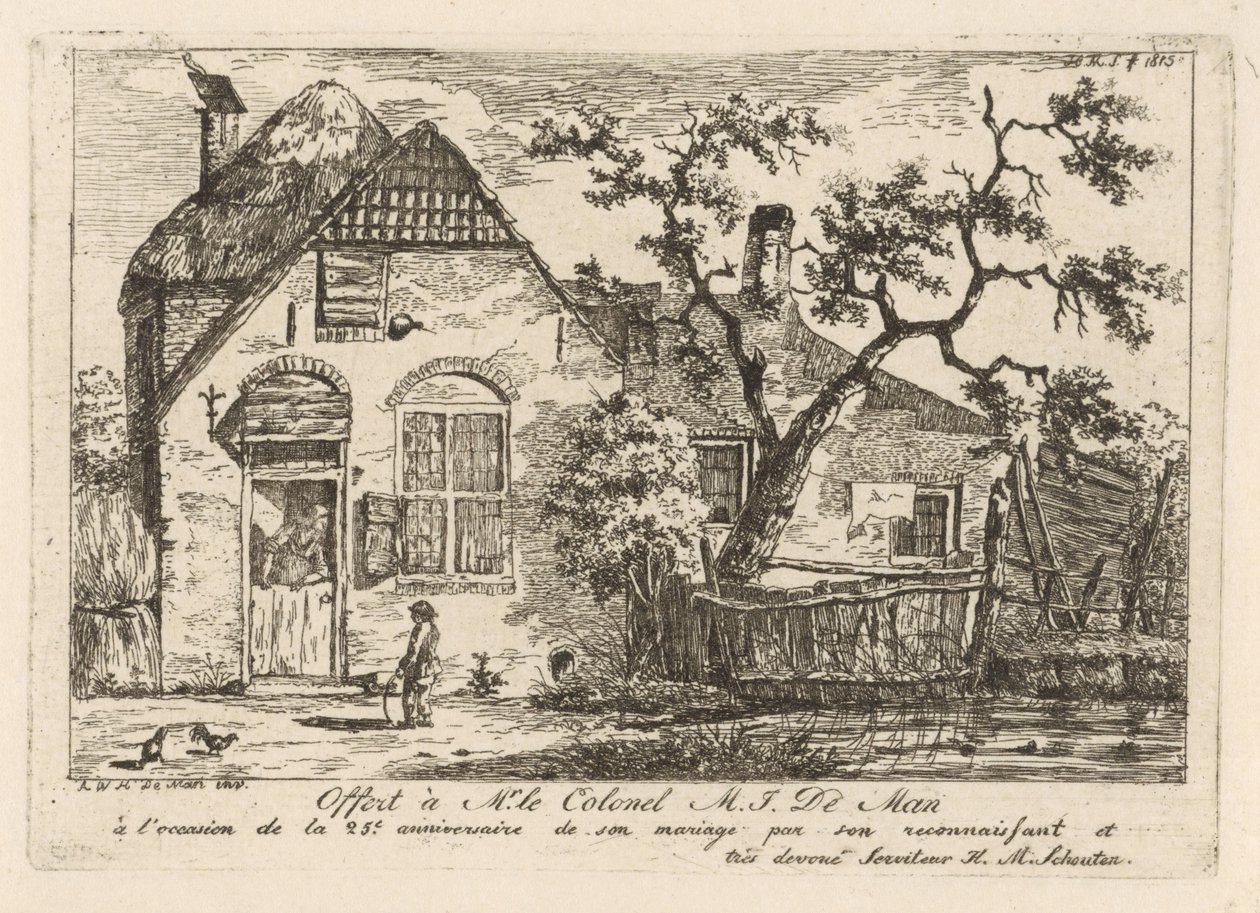 Pojke med båge på en gård av Hendrik Marcus Schouten