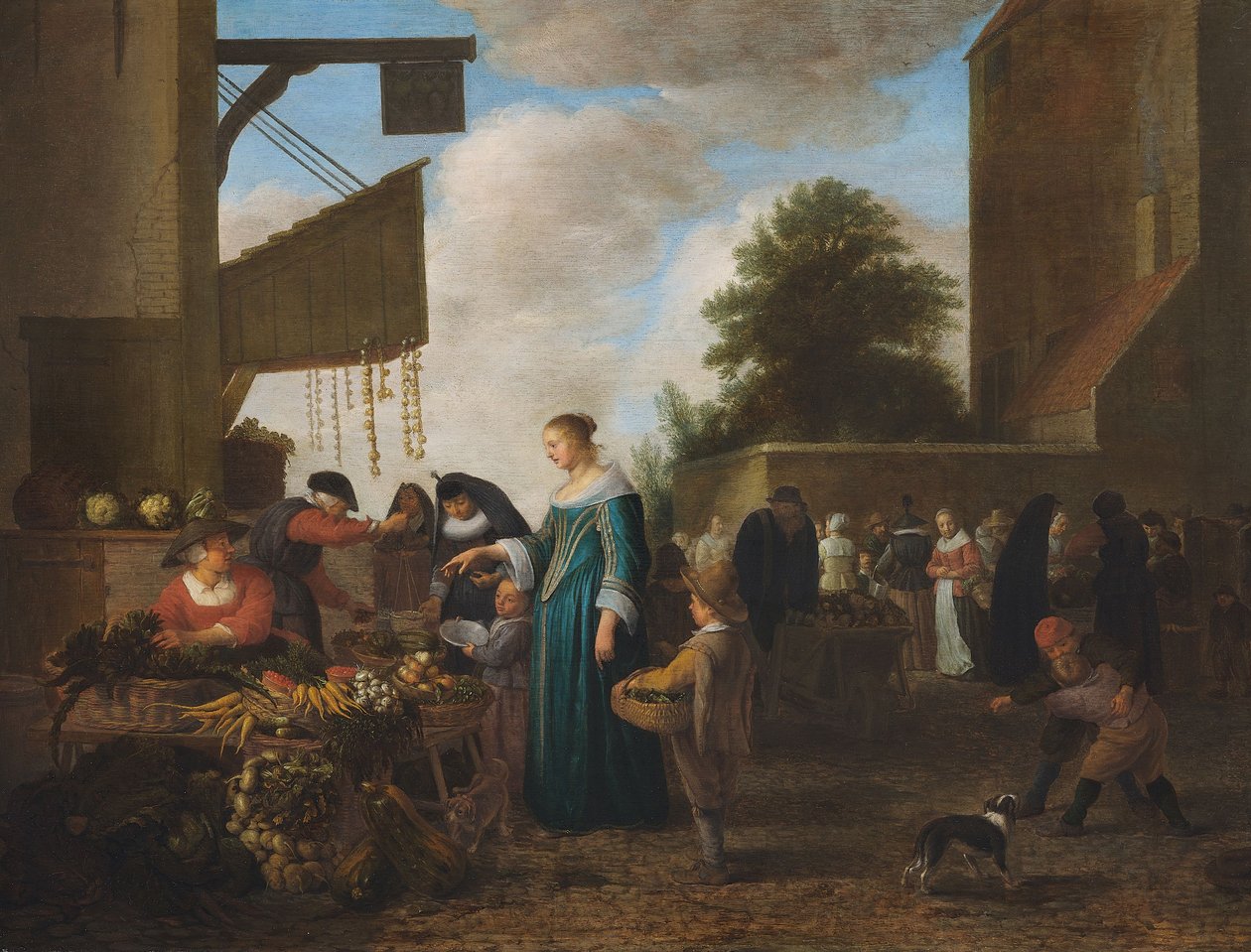 Grönsaksmarknad, ca 1660 (olja på ek) av Hendrik Martensz Sorgh
