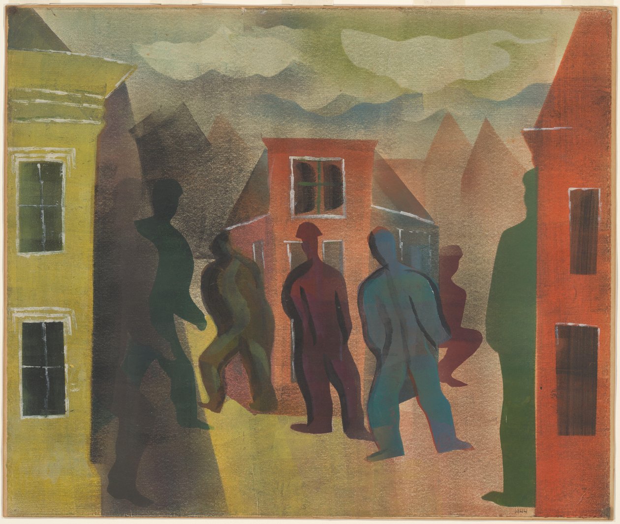 Gatubild med figurer av Hendrik Nicolaas Werkman