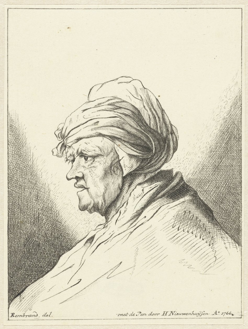 Byst av gammal kvinna, till vänster av Hendrik Nieuwenhuysen