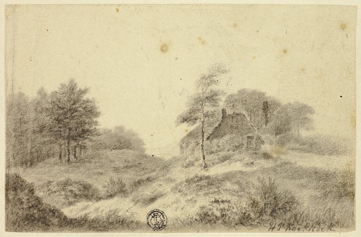 Stuga på Hill av Hendrik Pieter Koekkoek