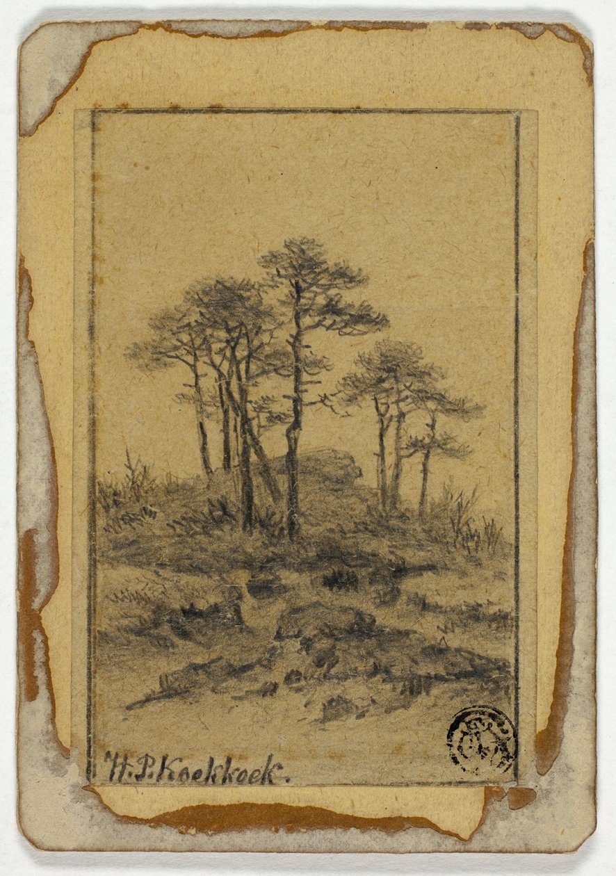 Träd på Rocky Hill av Hendrik Pieter Koekkoek