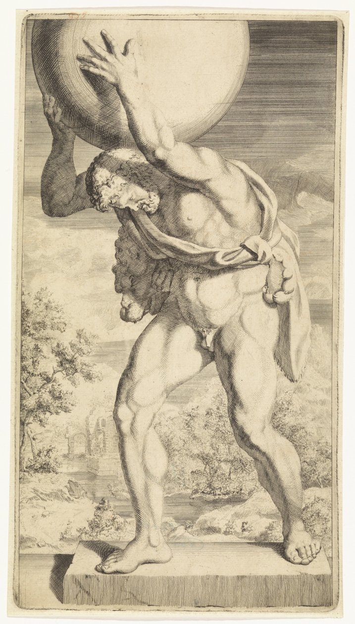 Staty av Hercules med himlens valv av Hendrik Pola