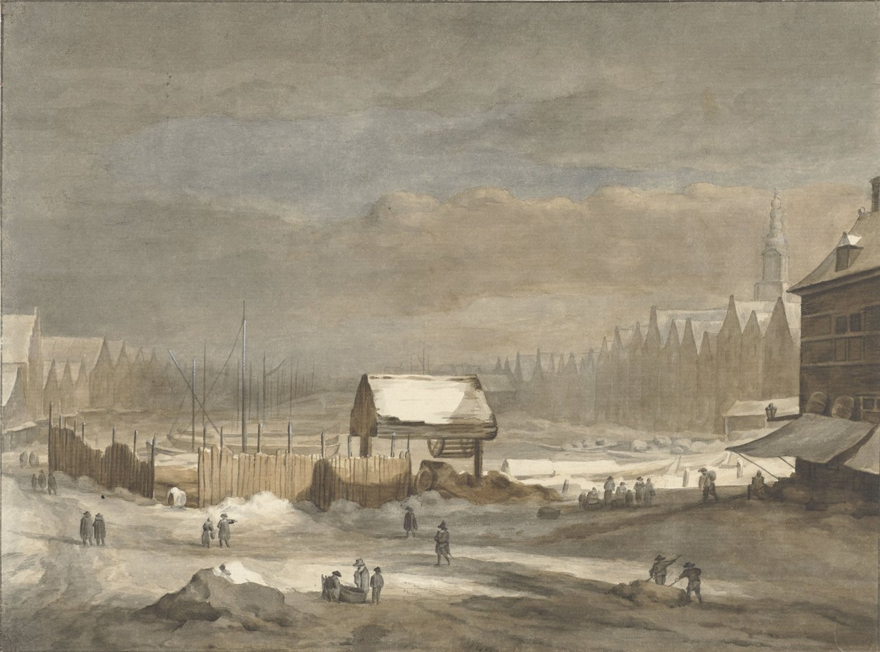 Damrak på vintern av Hendrik Pothoven