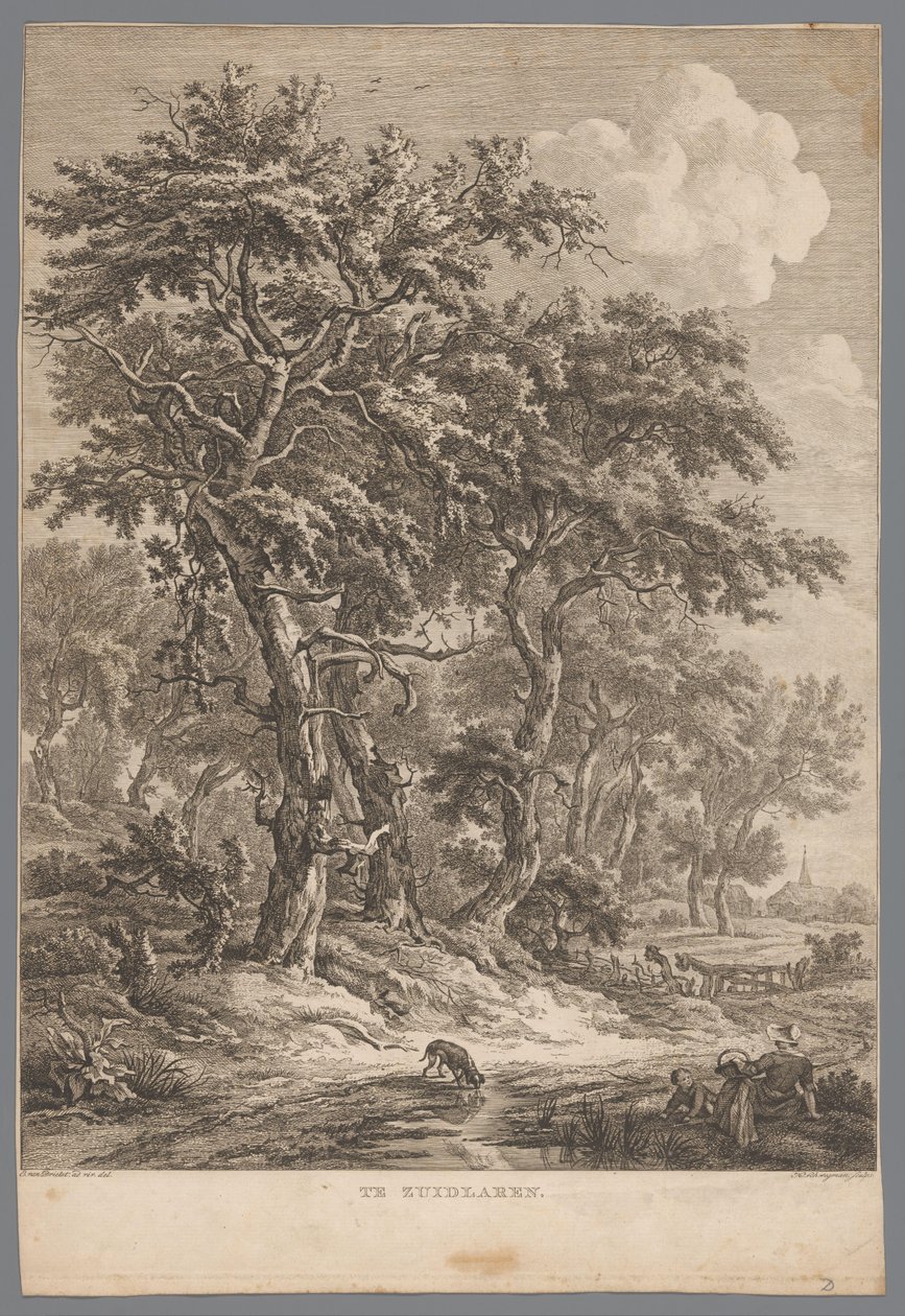 Landskap vid Zuidlaren I Zuidlaren (titel på objekt) Nio ansikten i Drenthe (serietitel) IX Ansikten i och nära Drenthes landskap (serietitel) av Hendrik Schwegman