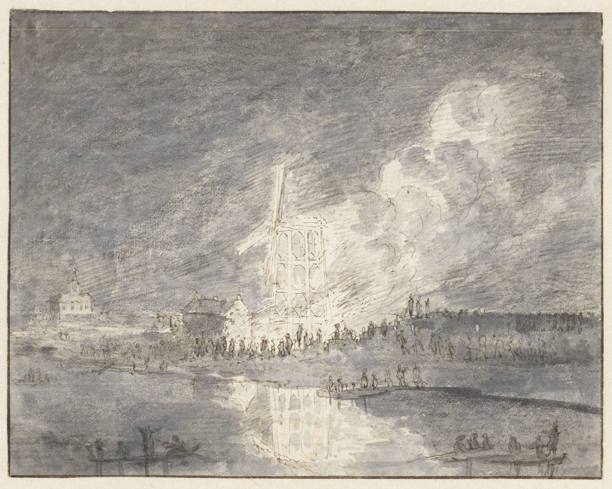 Brand i en kvarn på Muiderdijk, ca 1710 av Hendrik Spilman