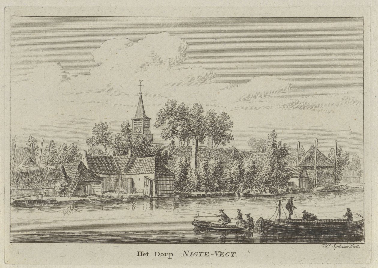 Utsikt över Nigtevecht The Village of Nigte-Vegt (titel på objekt) av Hendrik Spilman
