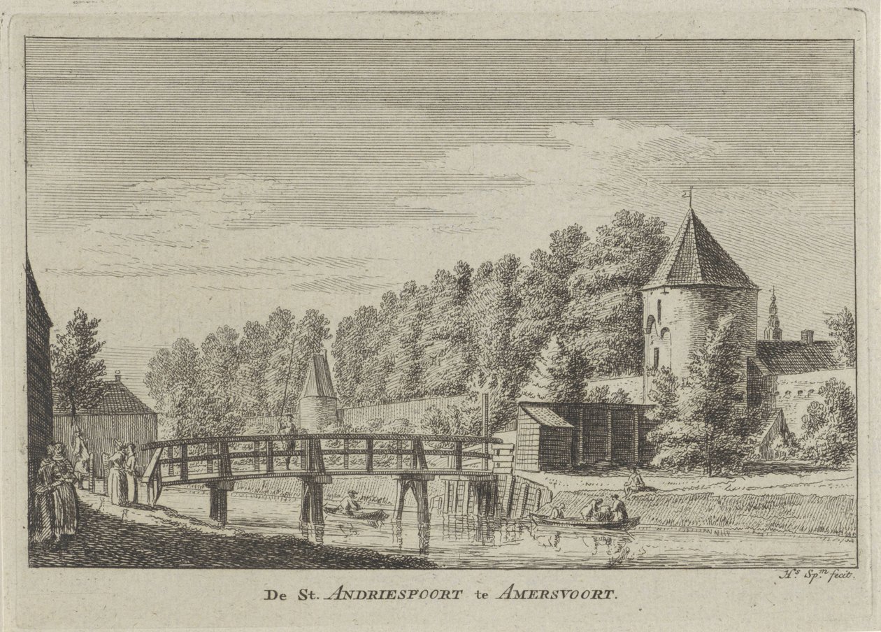 Utsikt över Sint Andriespoort i Amersfoort St. Andriespoort i Amersvoort (titel på objekt) av Hendrik Spilman