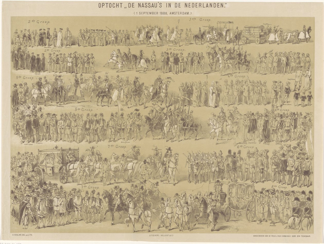 Nassaus procession i Nederländerna. (1 september 1888, Amsterdam.) (titel på objekt) av Hendrik Verlint
