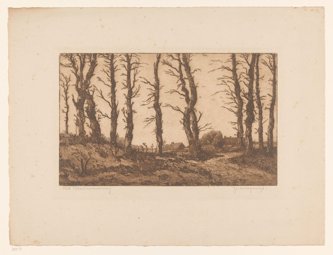 Oud Blaricummerweg (originaltitel på objekt) av Hendrik Weegewijs (signed by artist)