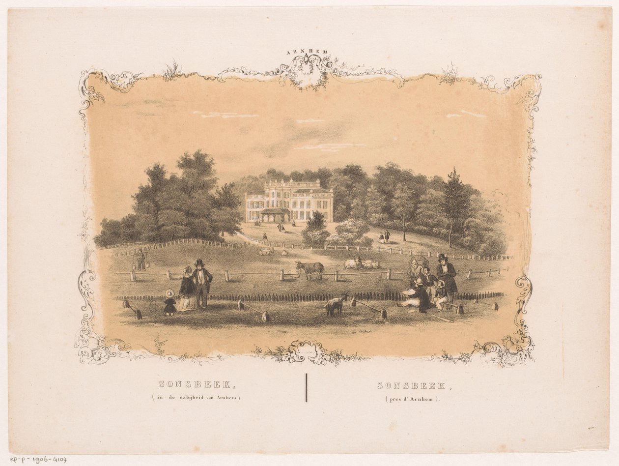 Utsikt över Sonsbeek herrgård Sonsbeek (nära Arnhem) (titel på objekt) Arnhem (serietitel på objekt) av Hendrik Wilhelmus Last (attributed to)