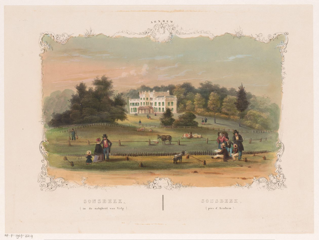 Utsikt över gården Sonsbeek Sonsbeek (nära Velp) (titel på objekt) Arnhem (serietitel på objekt) av Hendrik Wilhelmus Last (attributed to)