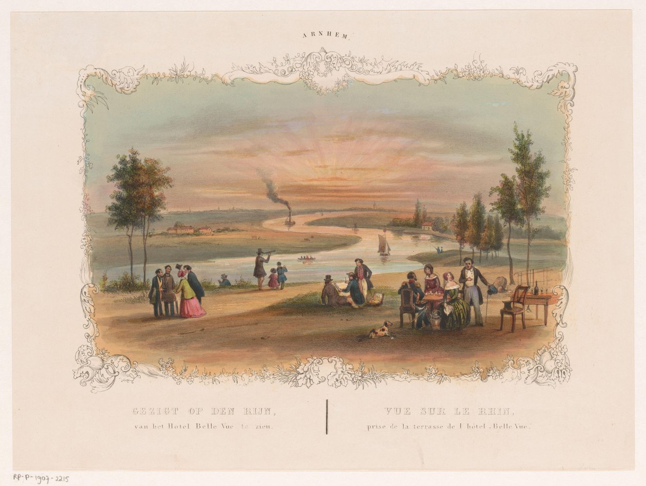 Utsikt över Nedre Rhen från Hotel Bellevue i Arnhem Utsikt över Rhen från Hotel Belle Vue (titel på objekt) Arnhem (serietitel på objekt) av Hendrik Wilhelmus Last (attributed to)