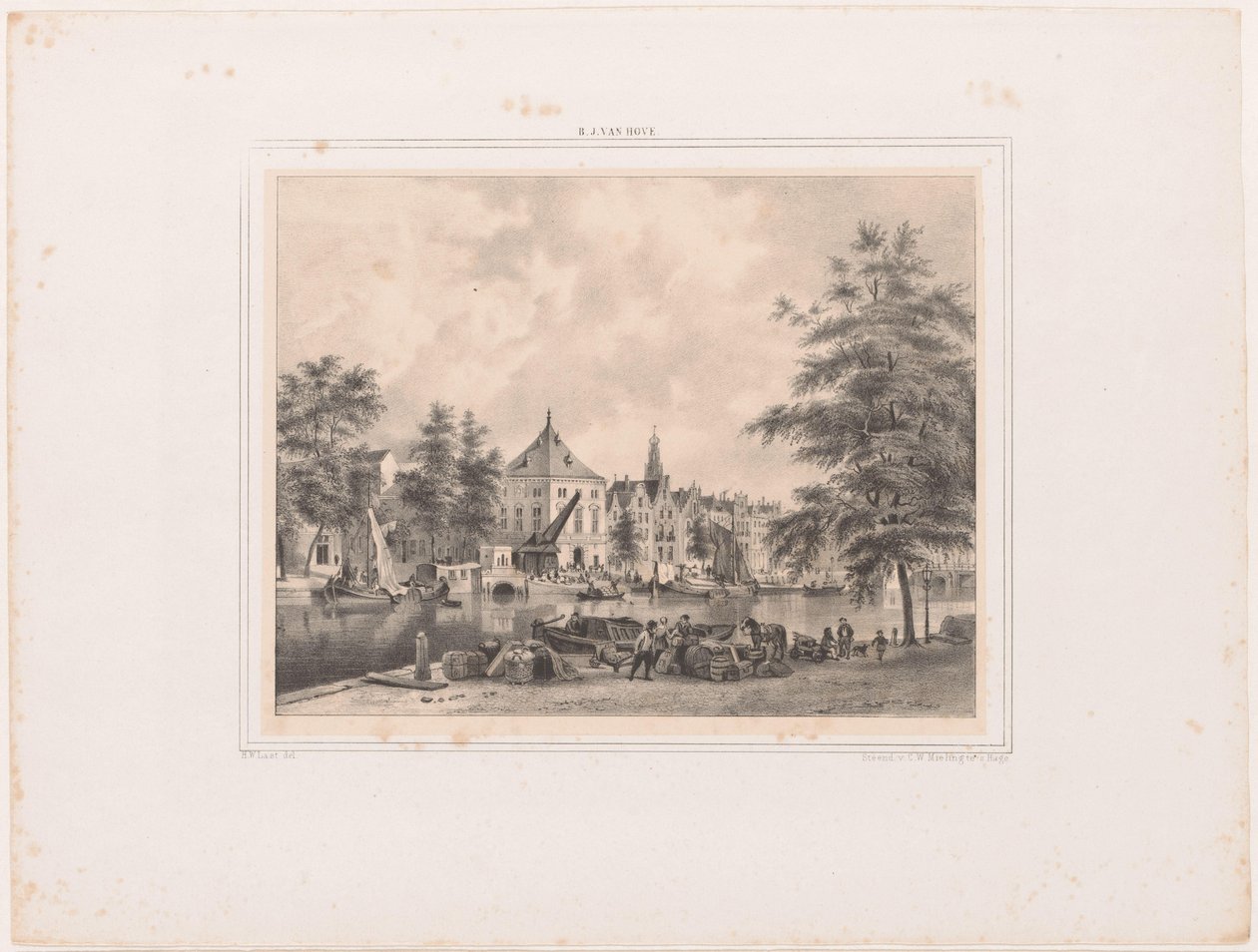 Utsikt över Haarlem från Spaarne av Hendrik Wilhelmus Last