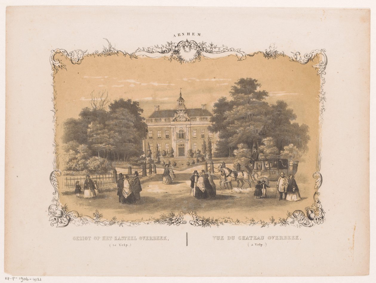 Utsikt över slottet Overbeek Utsikt över slottet Overbeek (i Velp) (titel på objektet) Arnhem (serietitel på objekt) av Hendrik Wilhelmus Last