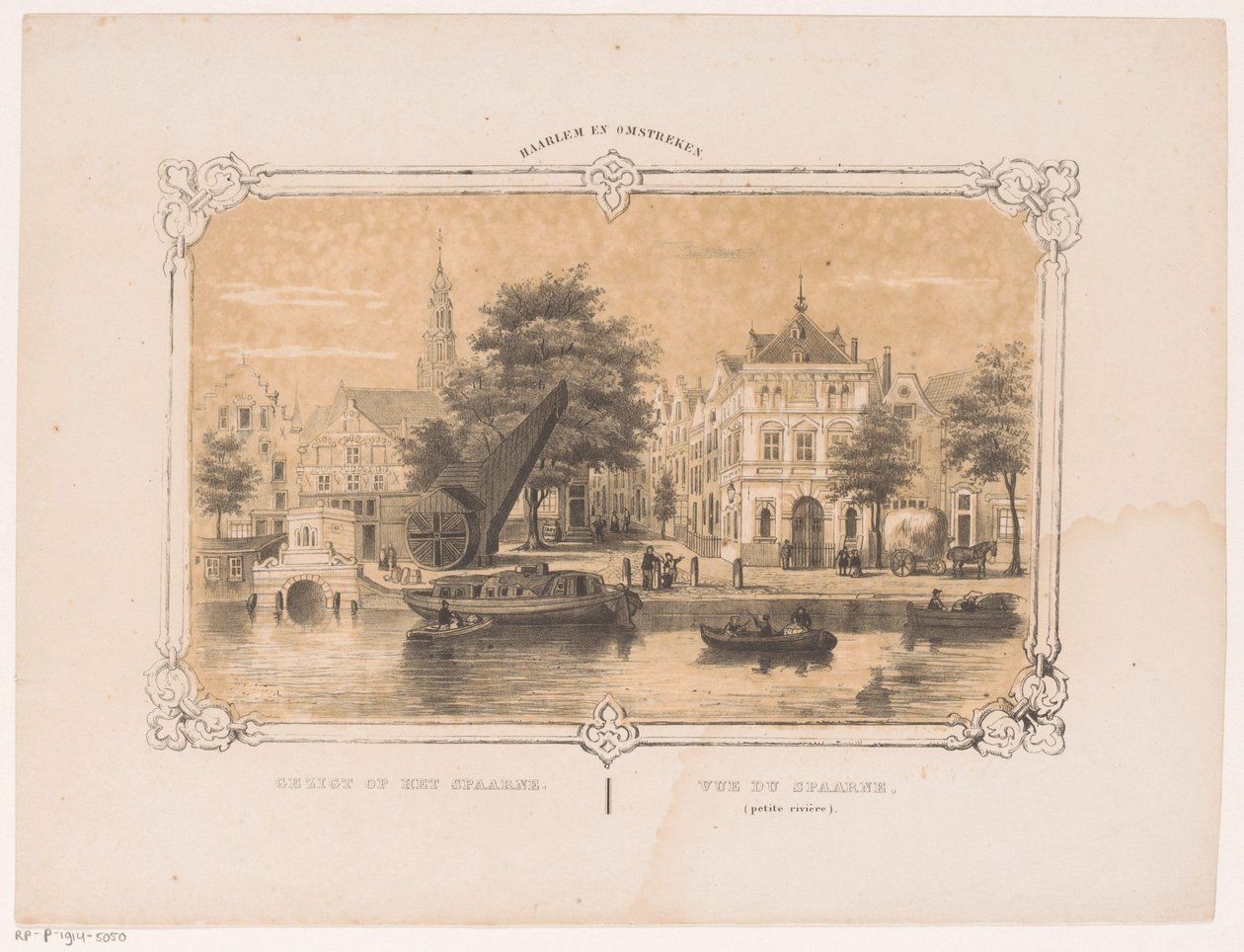 Utsikt över Spaarne med kranen och Waag Utsikt över Spaarne (titel på objekt) Haarlem och omgivningar (serietitel på objekt) av Hendrik Wilhelmus Last