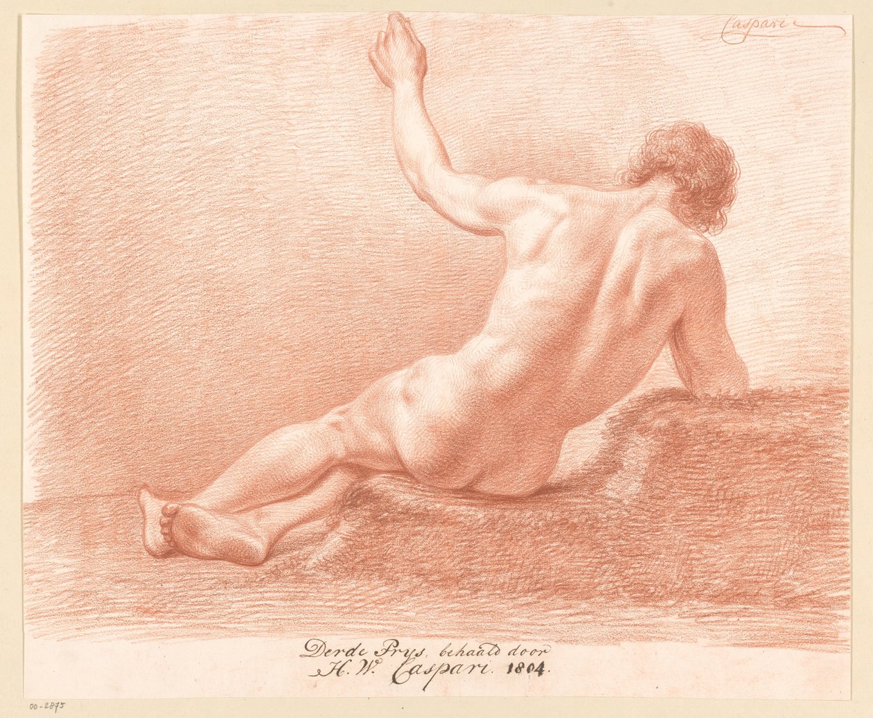 Sittande man naken, sedd bakifrån (3:e pris 1804) av Hendrik Willem Caspari