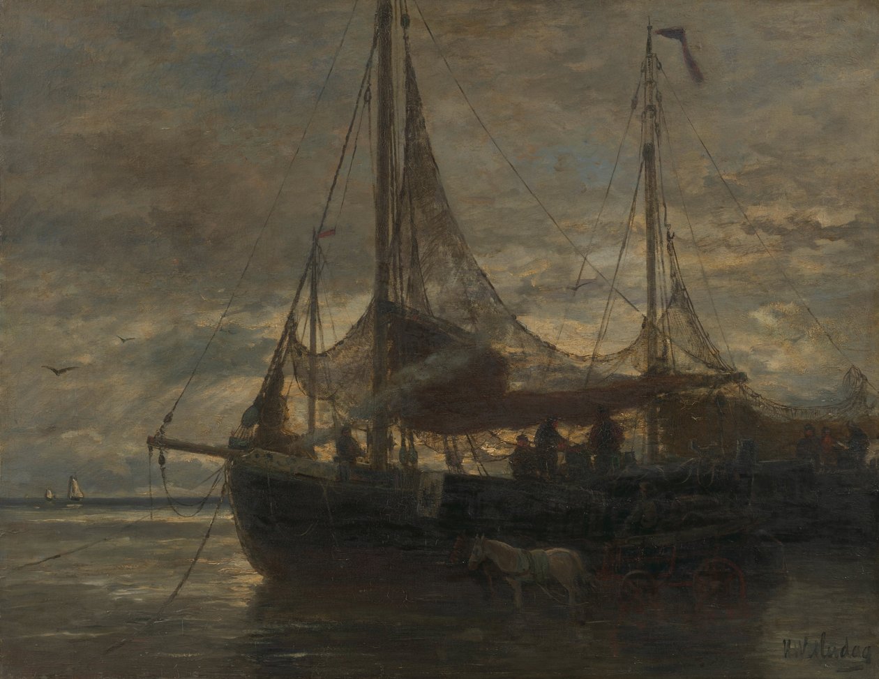 Holländska: Kväll Kväll av Hendrik Willem Mesdag
