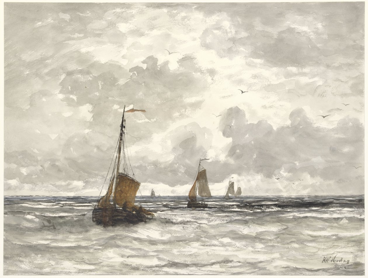 Fiskebåtar på Breakers av Hendrik Willem Mesdag