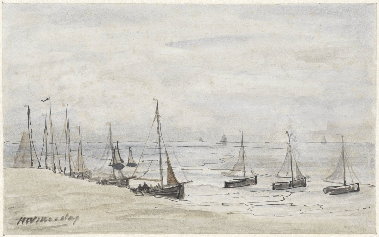Fiskefingrar på stranden av Hendrik Willem Mesdag