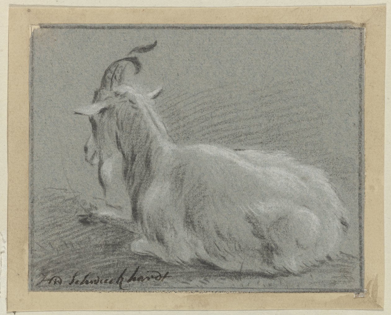 Liggande get av Hendrik Willem Schweickhardt (signed by artist)
